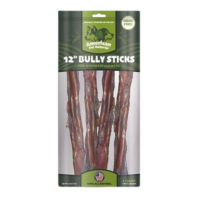 American Pet Naturals Dog Grain Free Bully Sticks 12 Inch 4 Count