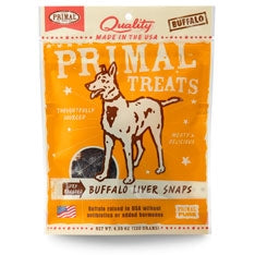 Primal Buffalo Liver Snaps Dry Roasted Dog Treats, 4.25-oz. Bag