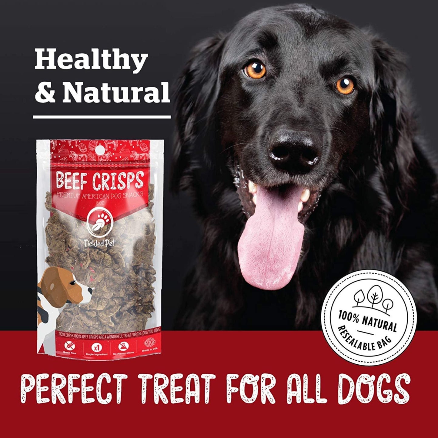 **Tickled Pet Dog 8oz. Usa Beef Lung Crisps