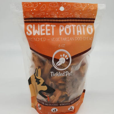 **Tickled Pet Dog 8oz. Sweet Potato Chews Frenched