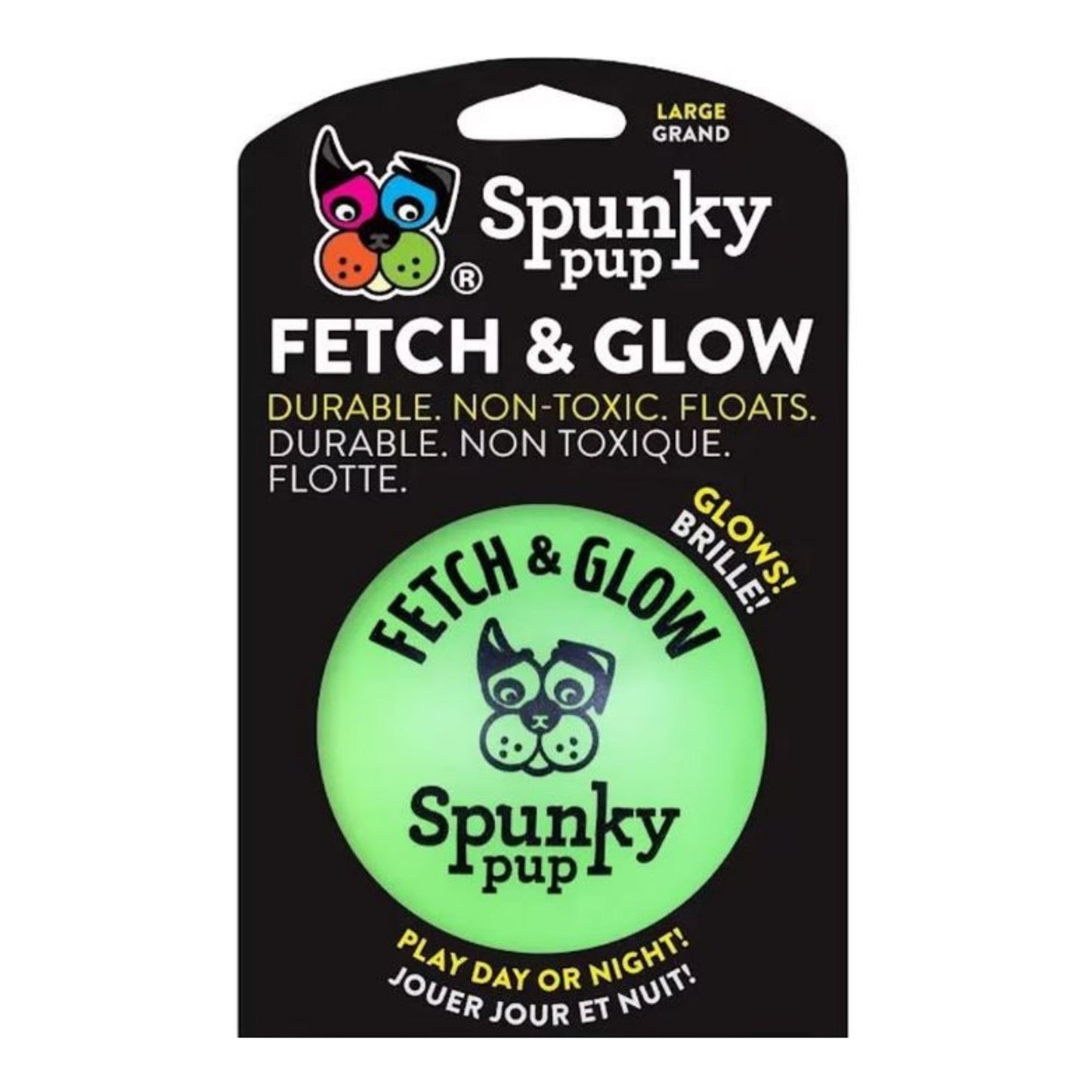 Spunkypup Fetch & Glow Glowing Fetch Ball Toy Large