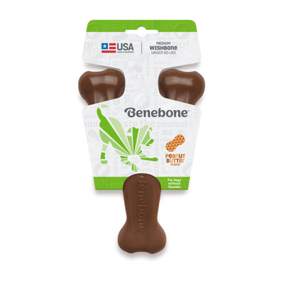 Benebone Wishbone Durable Dog Chew Toy Peanut Butter, 1ea/MD
