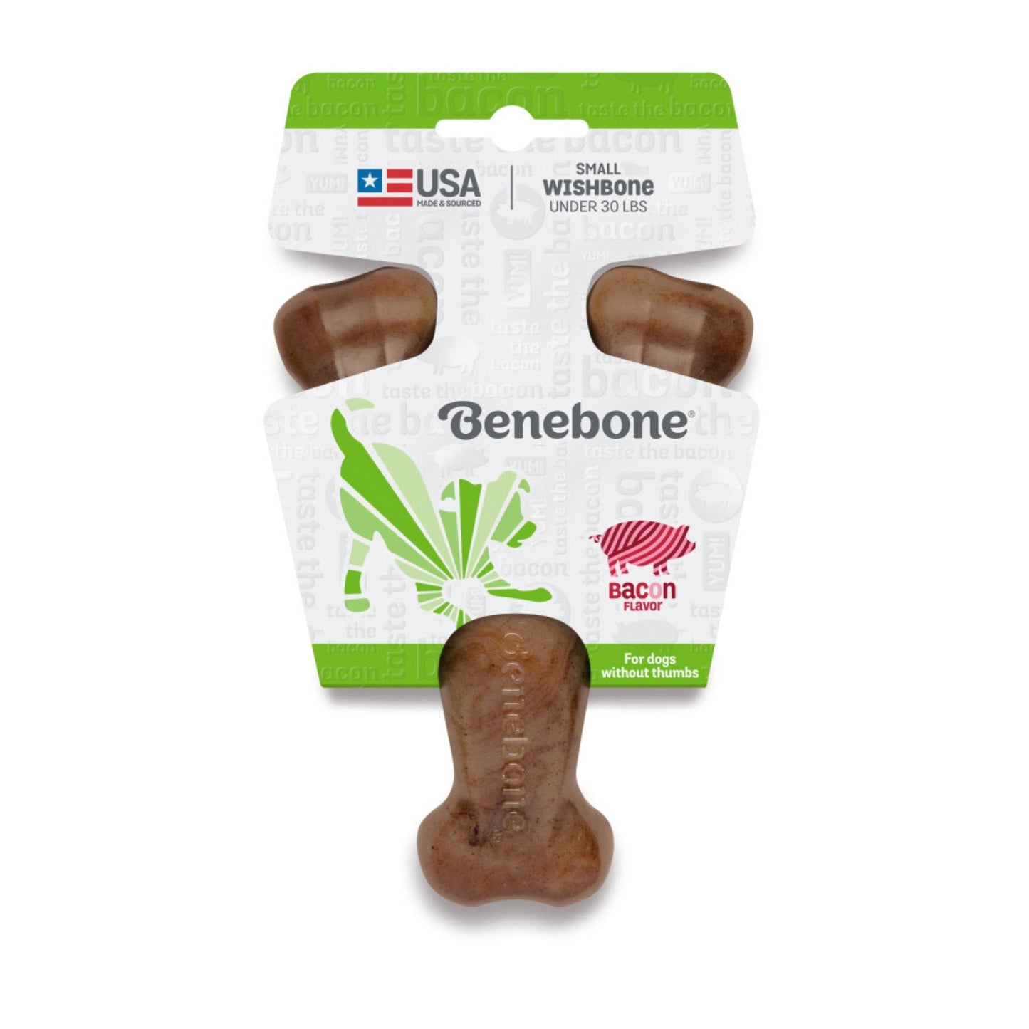 Benebone Wishbone Durable Dog Chew Toy Bacon, 1ea/SM