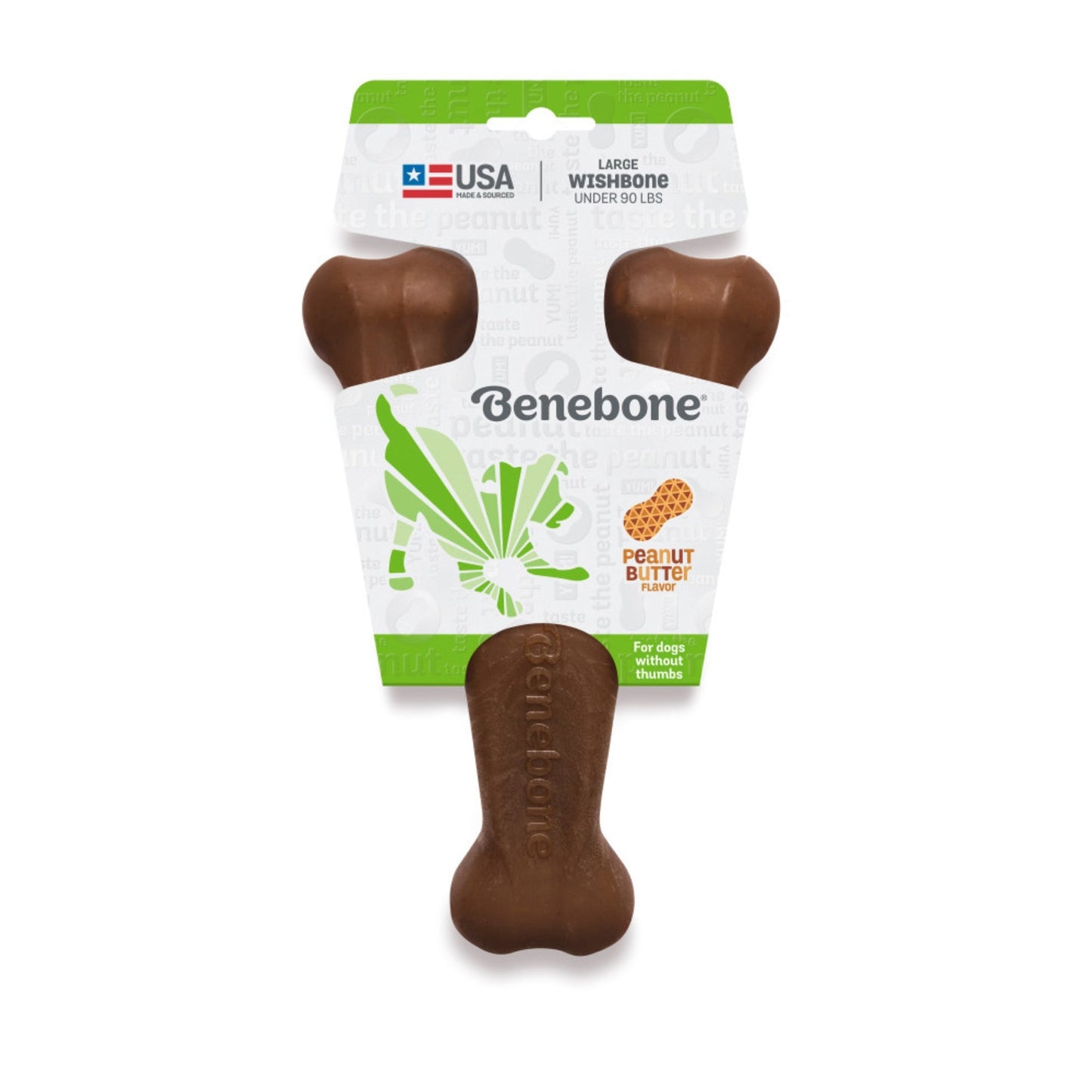 Benebone Wishbone Durable Dog Chew Toy Peanut Butter, 1ea/LG