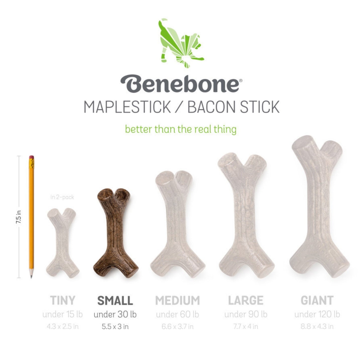 Benebone Maplestick Durable Dog Chew Toy 1ea/SM