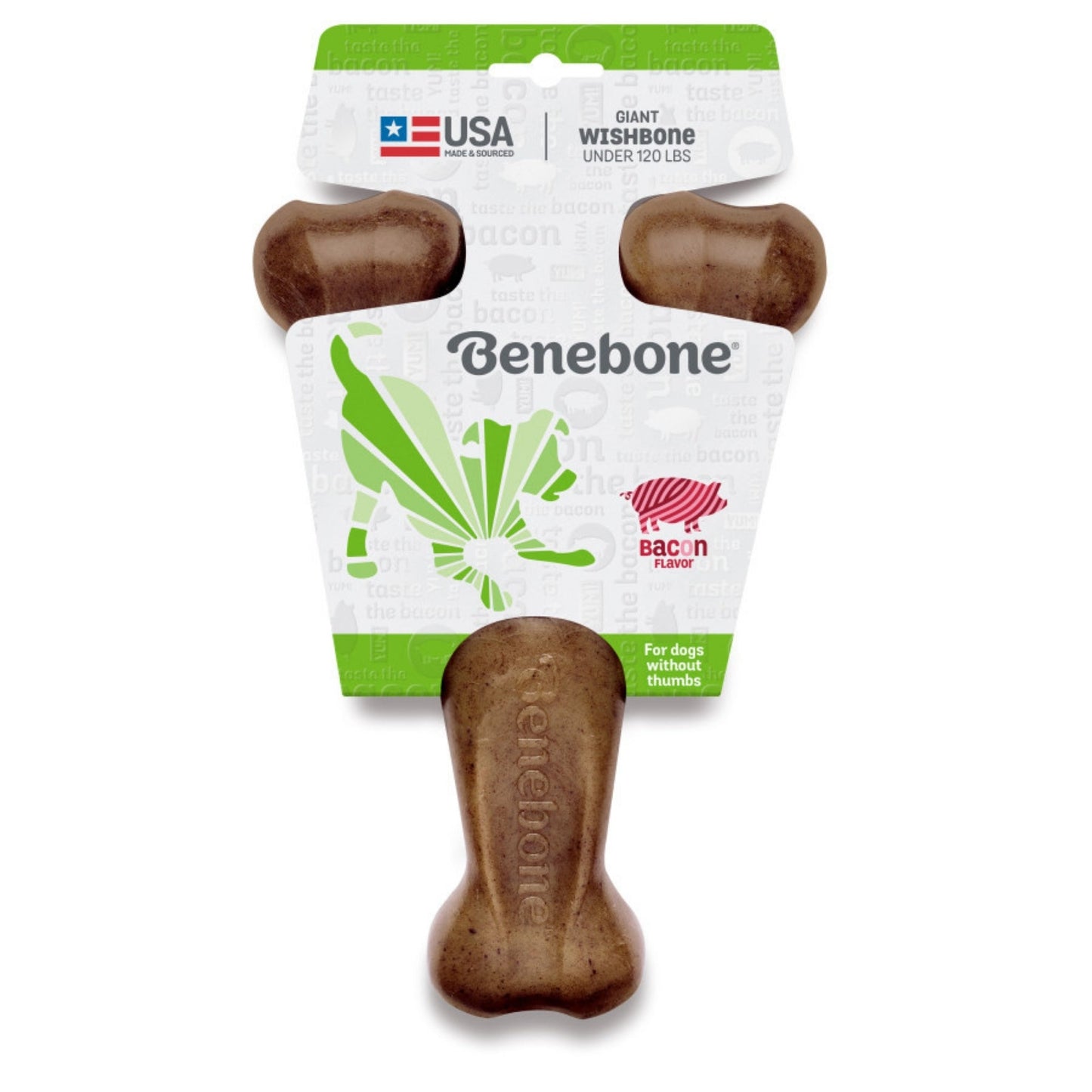 Benebone Wishbone Durable Dog Chew Toy Bacon, 1ea/Giant