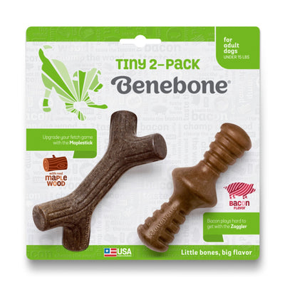 Benebone Stick & Zaggler Dog Chew Toy Maple & Bacon, 1ea/XS, 2 pk
