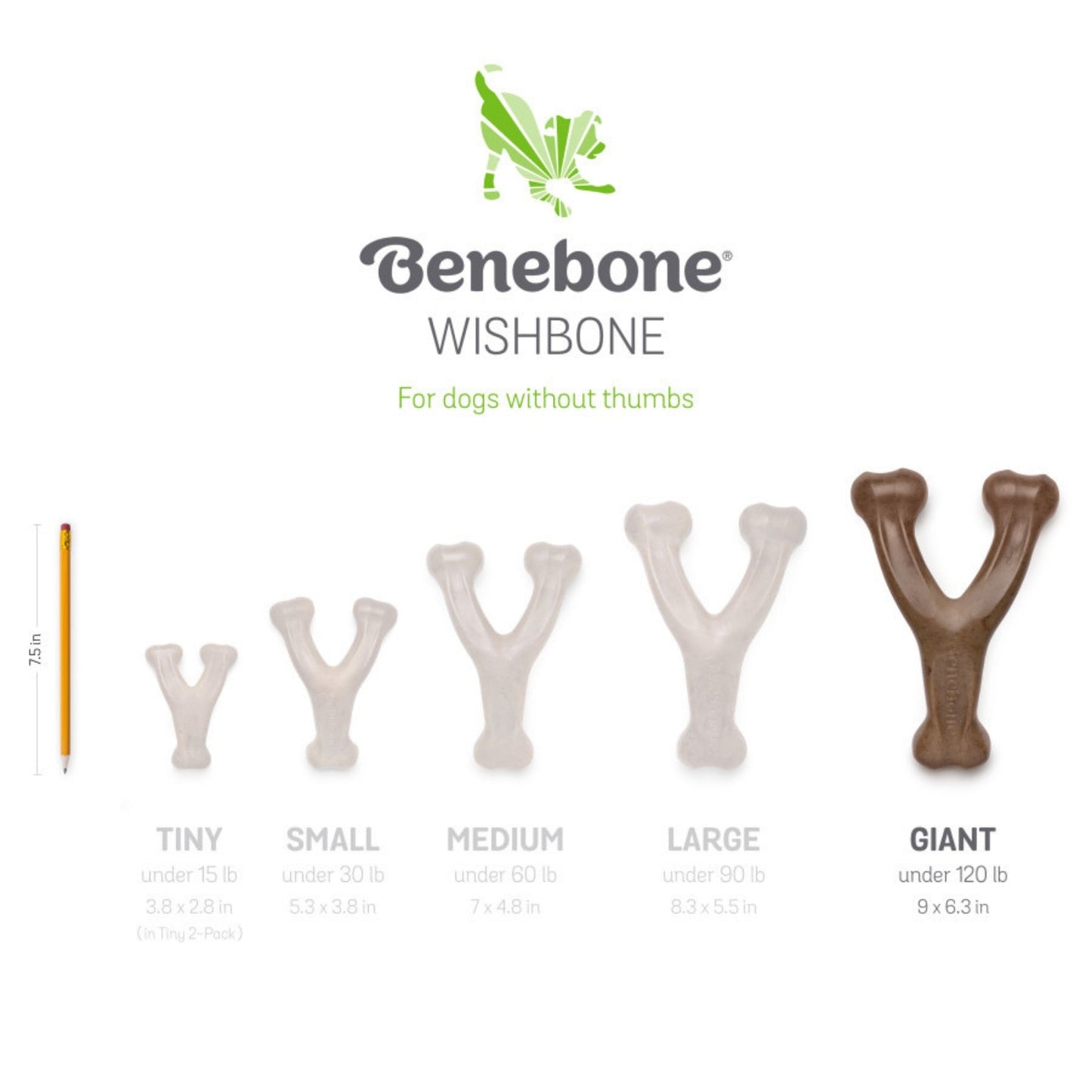 Benebone Wishbone Durable Dog Chew Toy Peanut Butter, 1ea/Giant