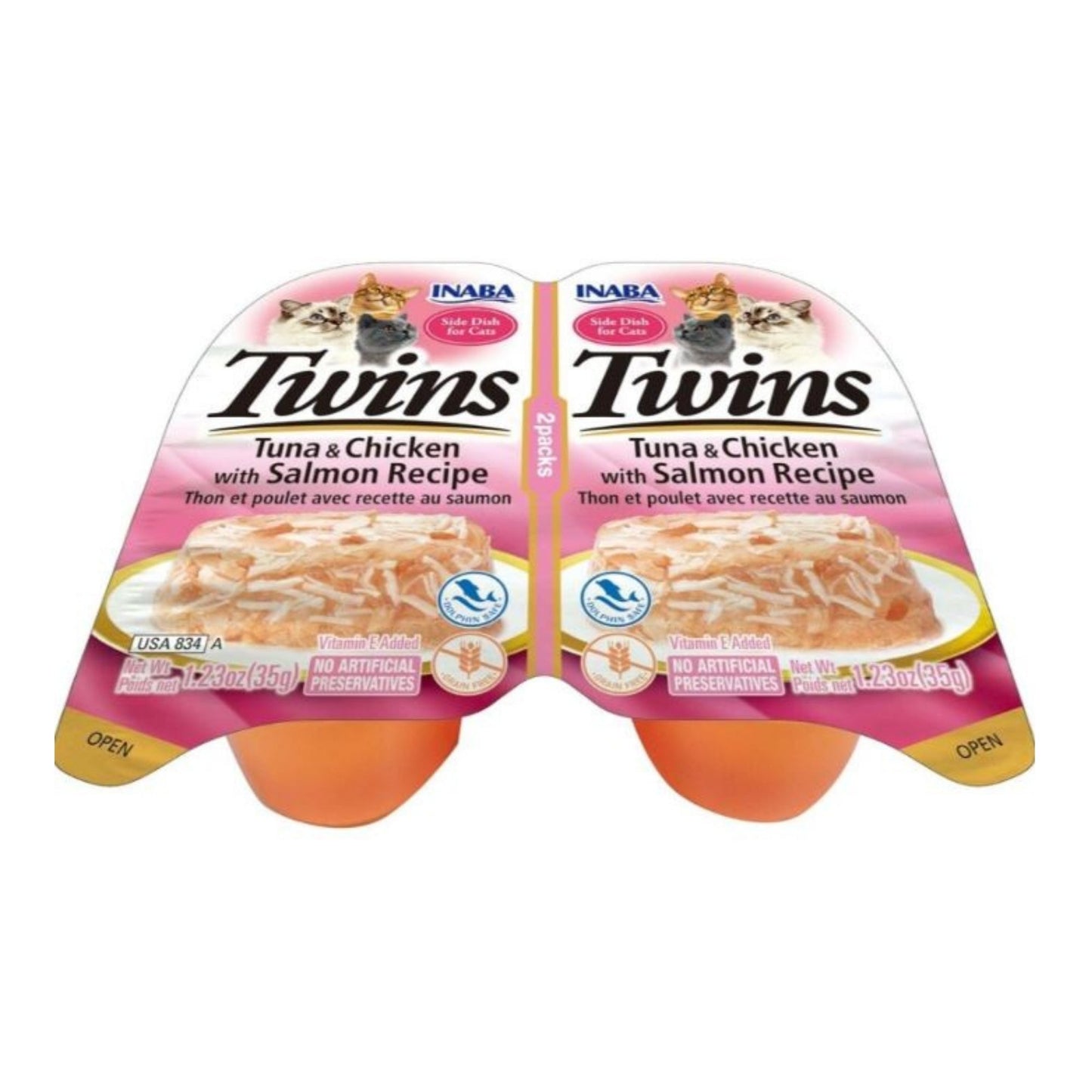 Inaba Twins Side Dish For Cats Tuna/Chiken/Salmon 1.23oz.-2 Pk (Case of 6)