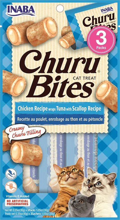 **Inaba Cat Churu Bite Chicken Wrap Tuna Scallop 6Ct/1.05Oz