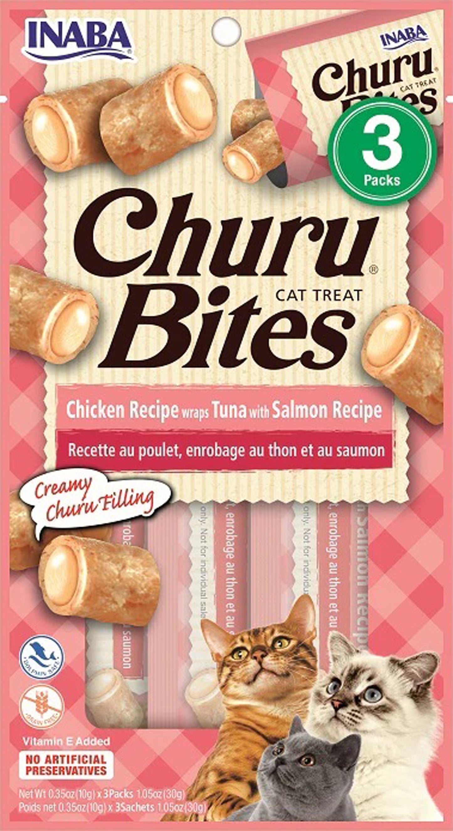 **Inaba Cat Churu Bite Chicken Wrap Tuna Salmon 6Ct/1.05Oz