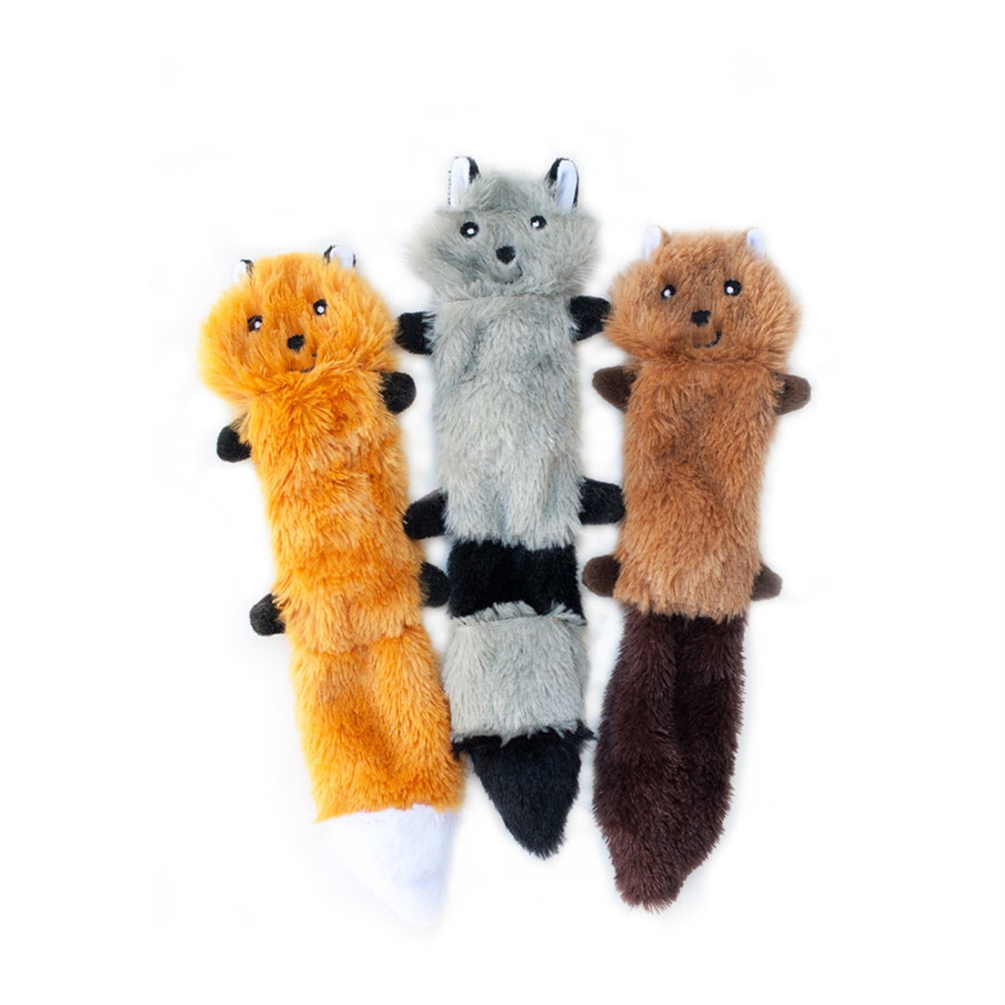 ZippyPaws Skinny Peltz Dog Toy Fox, Raccoon, Squirrel 1ea/SM, 3 pk