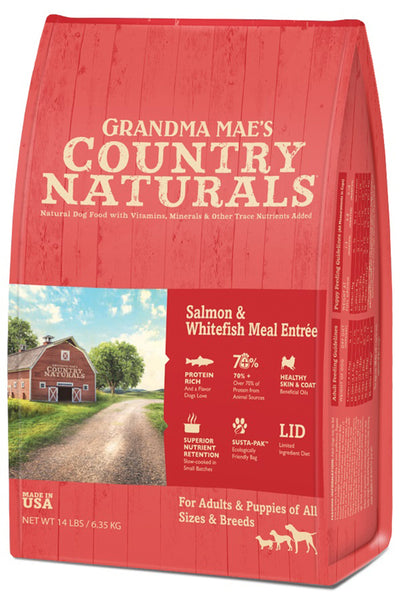 Grandma Mae's Country Naturals Dry Dog Food Salmon & Whitefish Meal 18ea/9 oz
