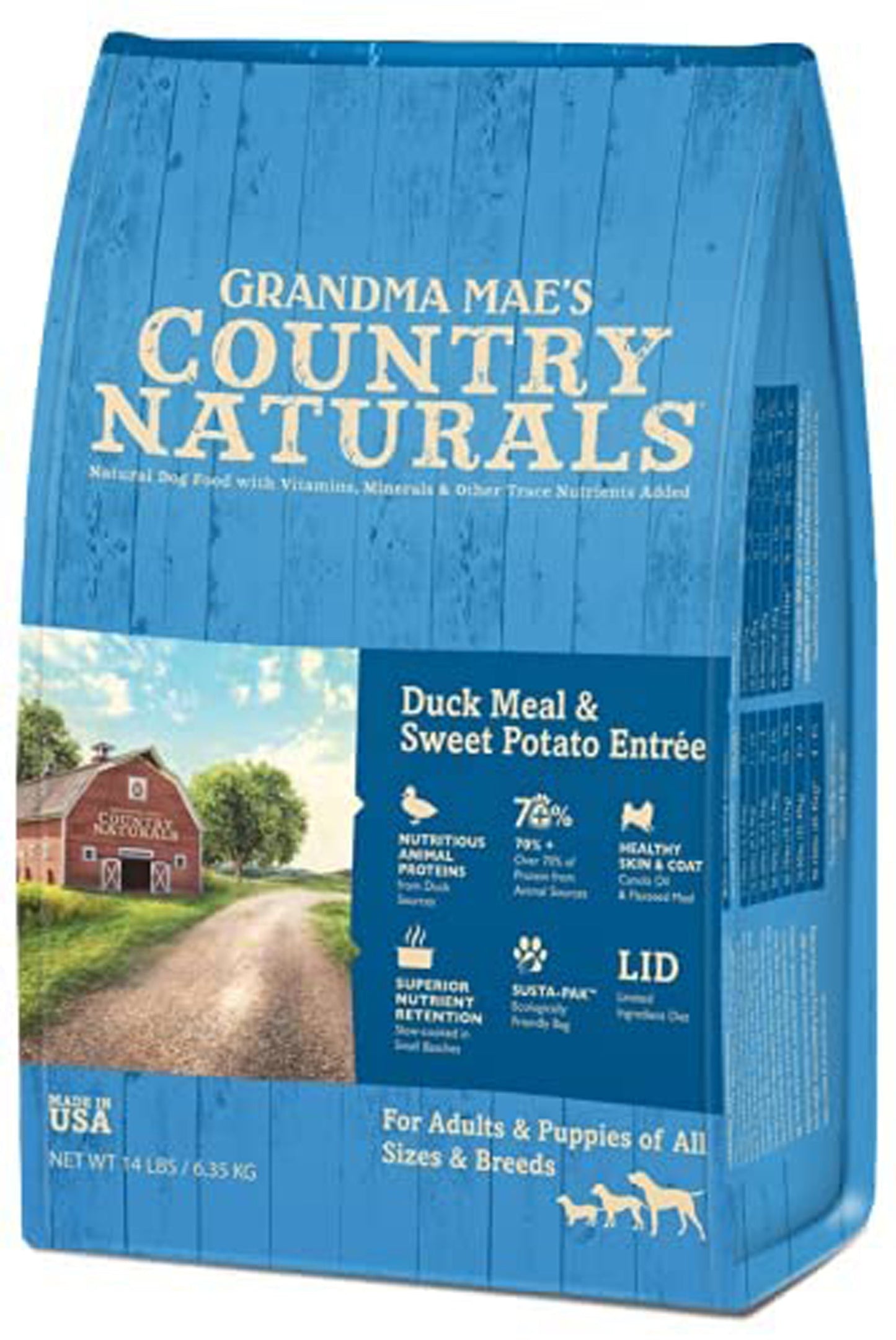 Grandma Mae's Country Naturals Dry Dog Food Duck Meal & Sweet Potato 18ea/9 oz