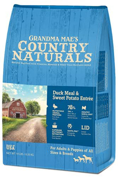 Grandma Mae's Country Naturals Dry Dog Food Duck Meal & Sweet Potato 18ea/9 oz