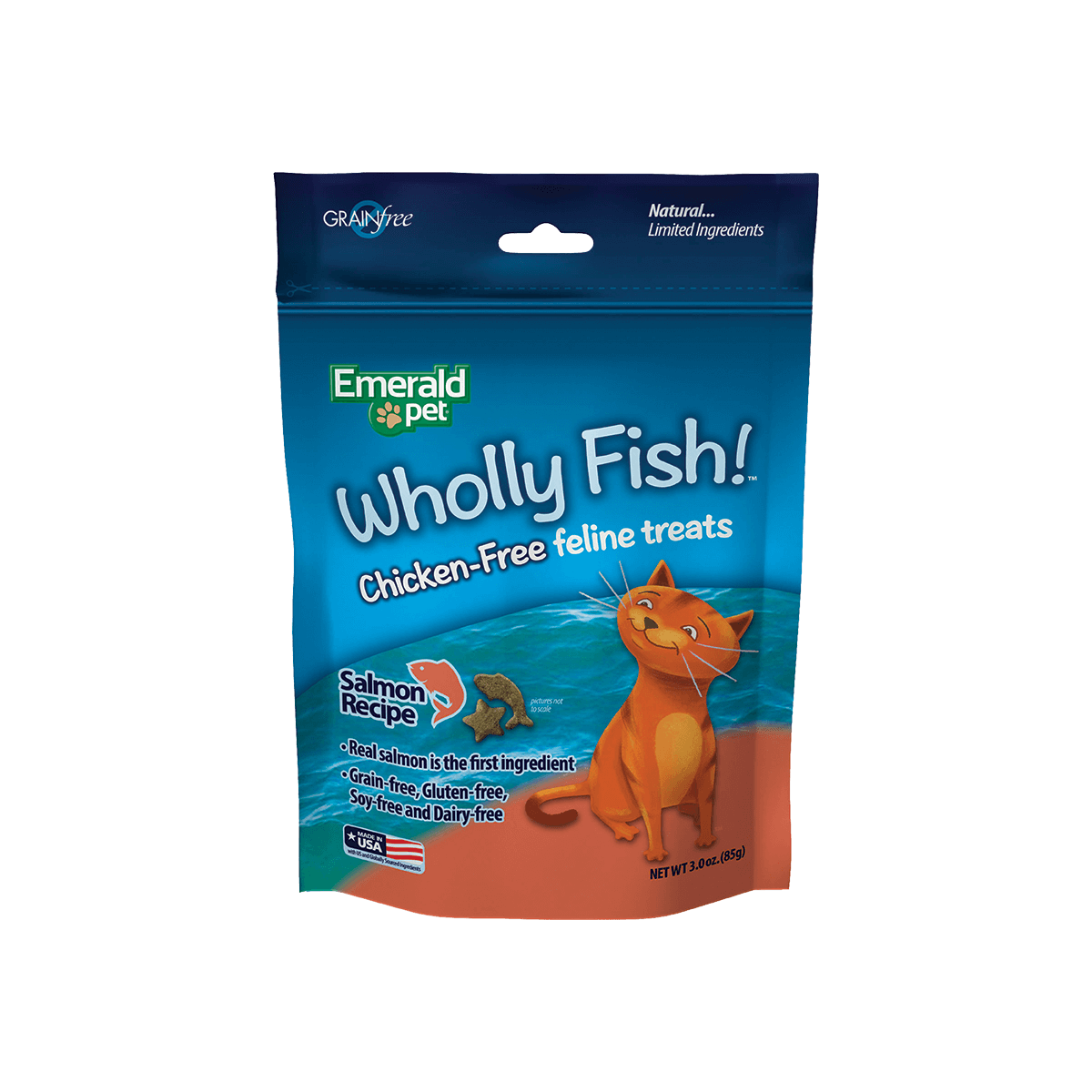 Emerald Pet Wholly Fish! Crunchy Cat Treats Salmon 1ea/3 oz