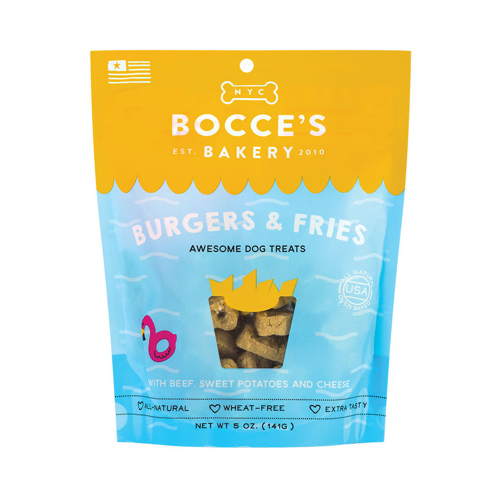 Bocce's Bakery Dog Biscuits Burgers And Fries 5oz.