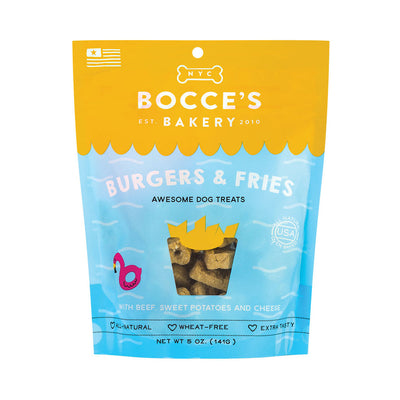 Bocce's Bakery Dog Biscuits Burgers And Fries 5oz.