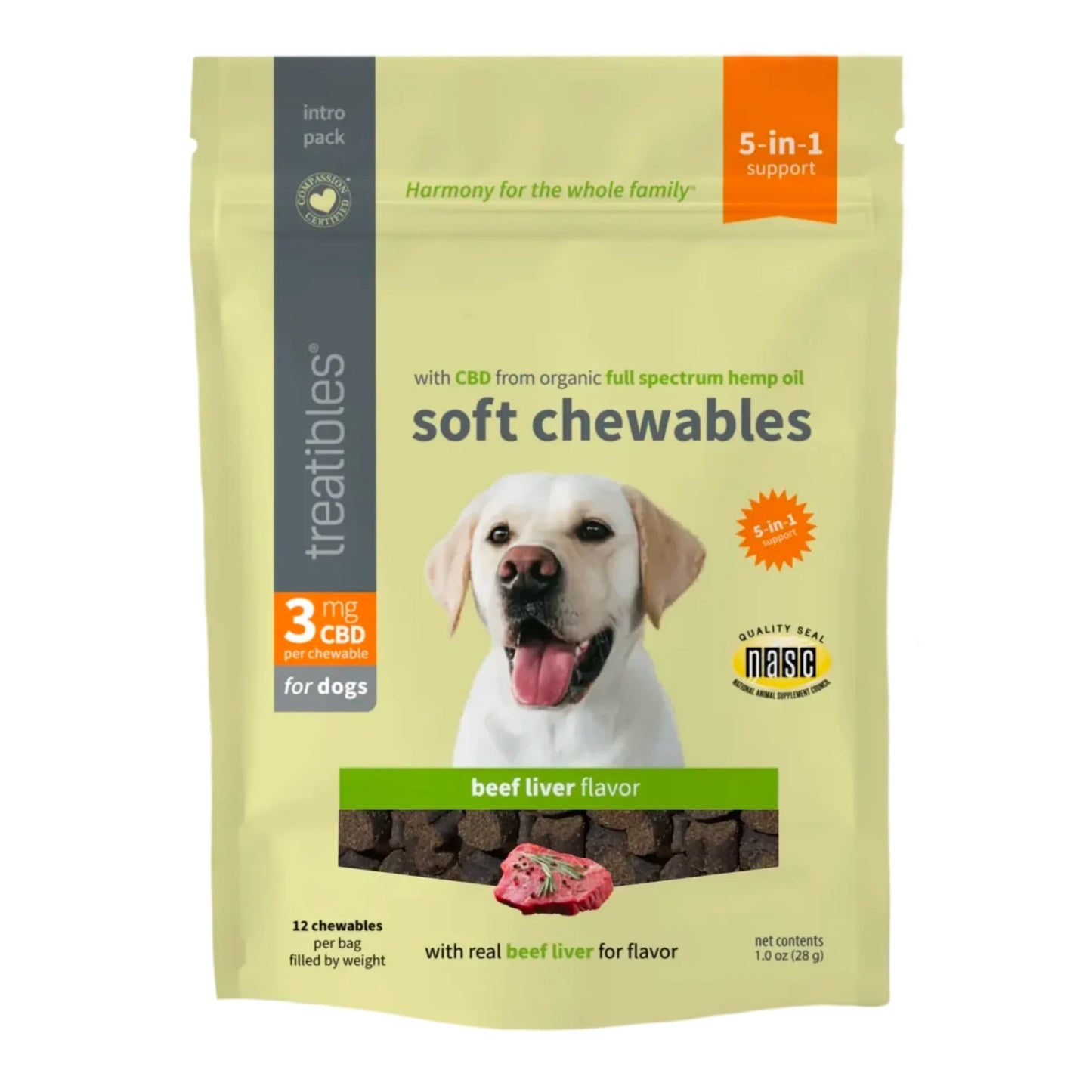 Treatibles Hemp Soft Chewables For Dogs Beef 12 Ct