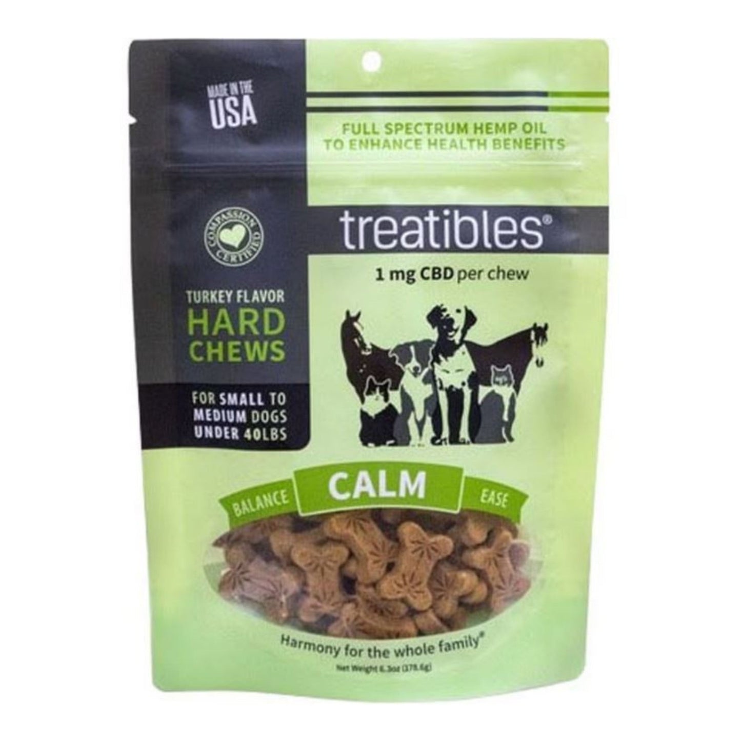 Treatibles Hemp Wellness Hard Chews Calm Turkey Small/Medium-14 Ct