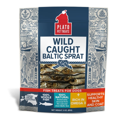 Plato Dog Treats Wild Caught Baltic Sprat 3oz.