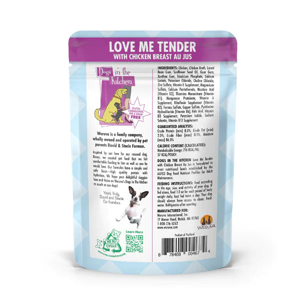 Dogs In The Kitchen Dog Love Me Tender With Chicken Breast Au Jus 2.8oz. Pouch (Case of 12)