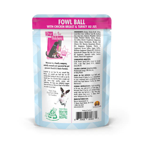Dogs In The Kitchen Dog Fowl Ball 2.8oz. Pouch (Case of 12)