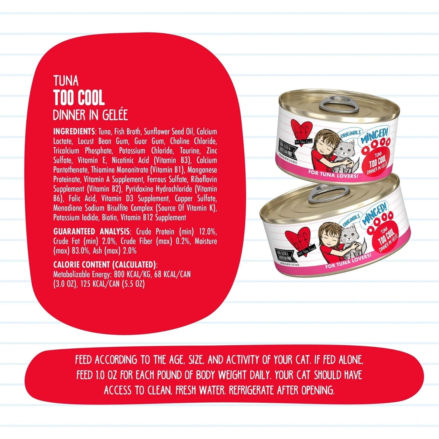 BFF Cat Originals Tuna Too Cool Tuna Dinner in Gele 3oz. (Case of 24)