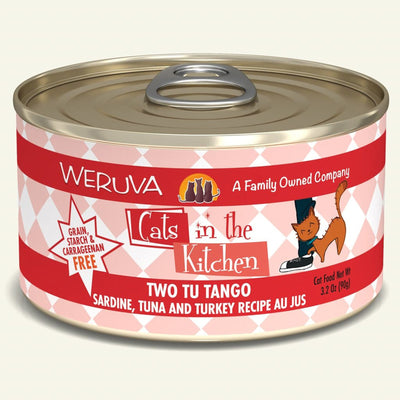 Cats In The Kitchen Two Tu Tango Sardine; Tuna and Turkey 3.2oz. (Case of 24)