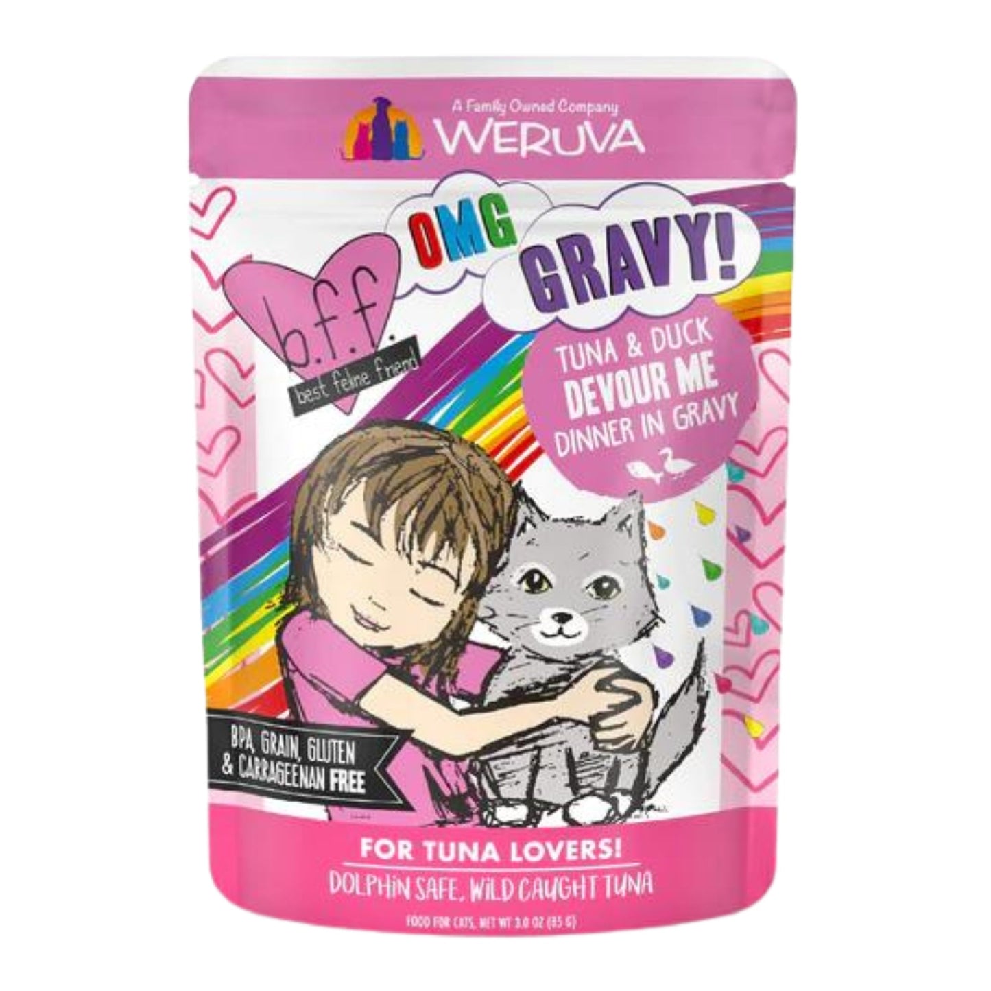 BFF Cat Omg Tuna & Duck Devour Me Dinner in Gravy 3oz. (Case of 12)