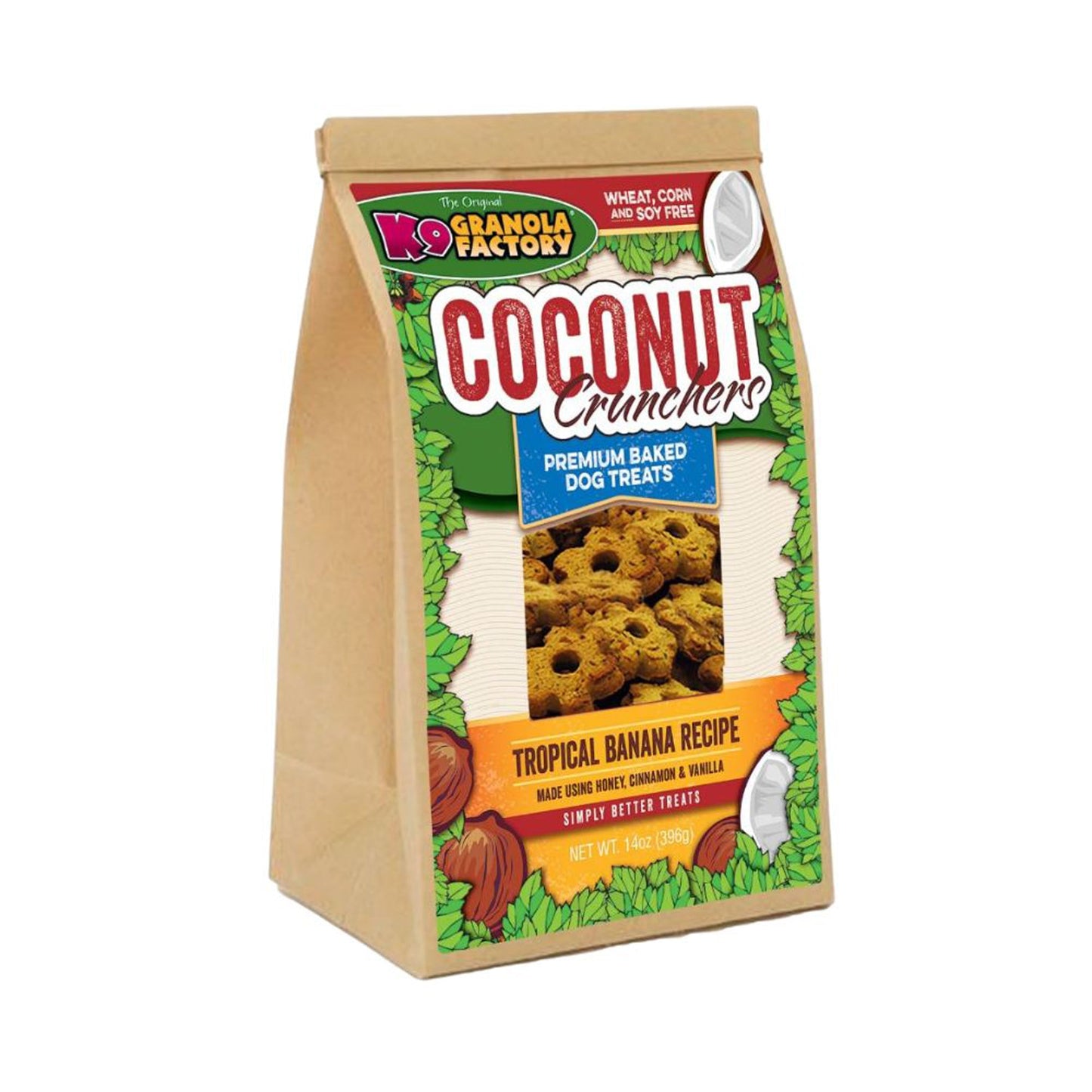 K9 Granola Factory Coconut Crunchers Dog Biscuits Tropical Banana 1ea/14 oz