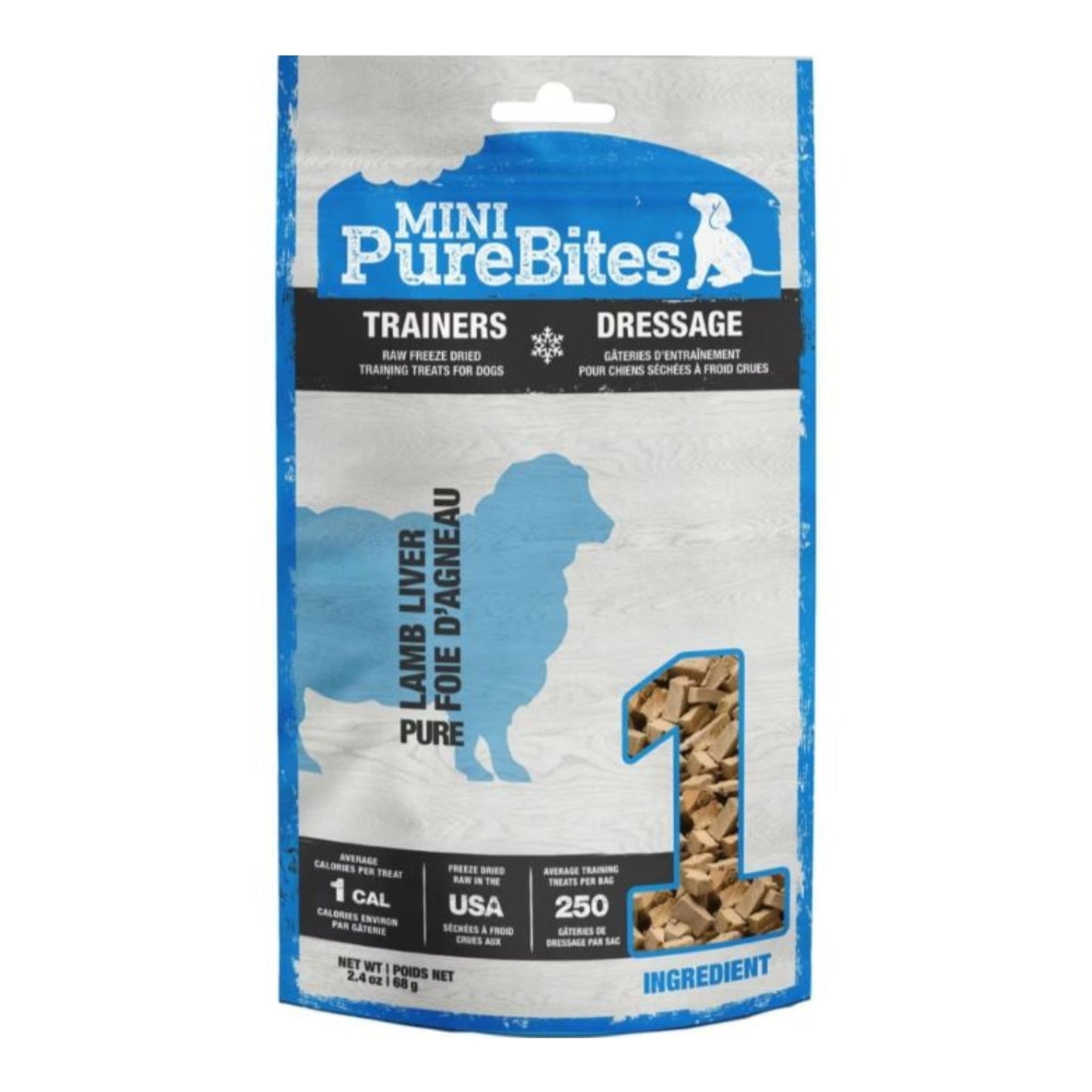 Purebites Freeze Dried Mini Trainers Dog Treats  Lamb 2.4oz.