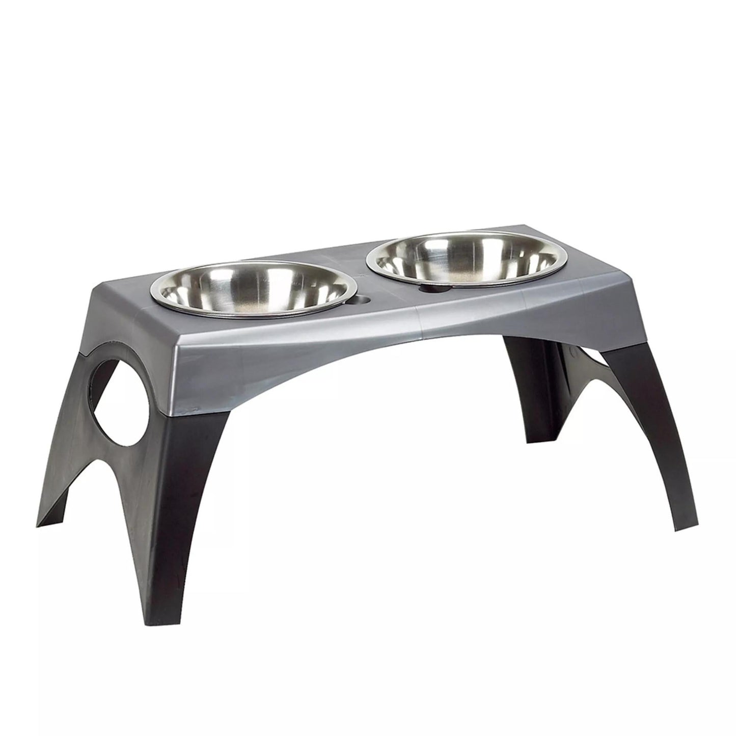 Bergan Stormcloud Elevated Feeder 2 Dog Bowl Black/Grey 1ea/MD