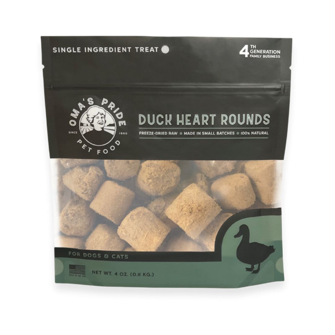 Oma'S Pride Dog Cat Freeze-Dried Duck Heart Rounds 4Oz