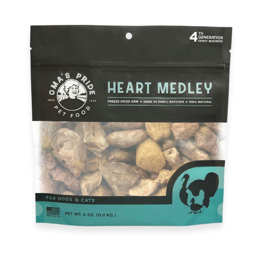 Oma'S Pride Dog Cat Freeze-Dried Heart Medley 4Oz