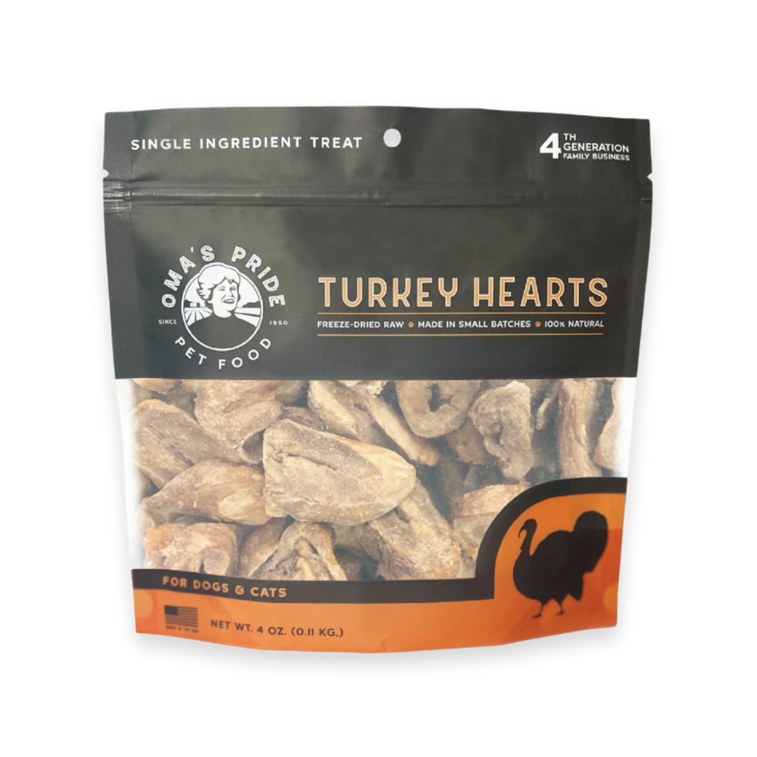 Oma'S Pride Dog Cat Freeze-Dried Turkey Heart Sliced 4Oz