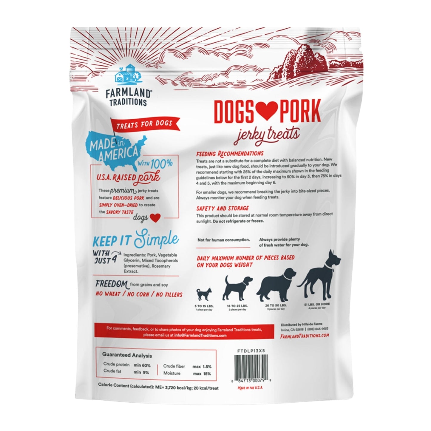 Farmland Traditions Dogs Love Pork Jerky Dog Treats 1ea/13.5oz.