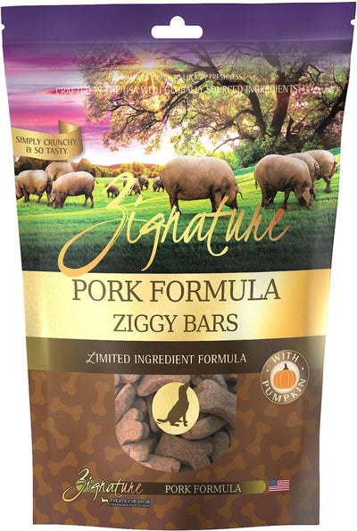 **Zignature Dog Ziggy Bar Treat Pork 12oz.