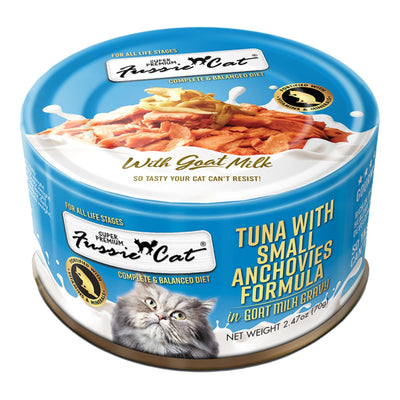 **Fussie Cat Premium Tuna with Small Anchovies in Goat milk Gravy 2.47oz. (Case of 24)