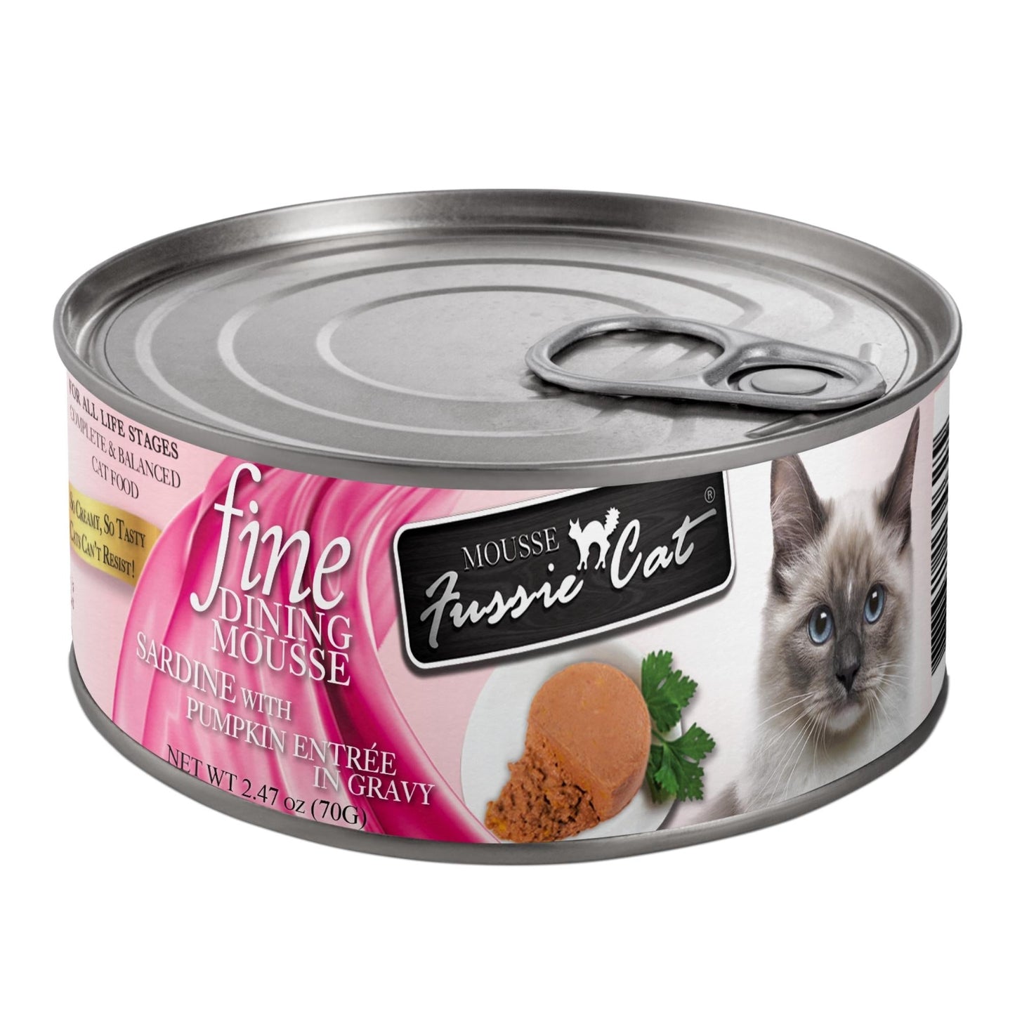 **Fussie Cat Fine Dining Mousse Sardine with Pumpkin 2.47oz. (Case of 24)