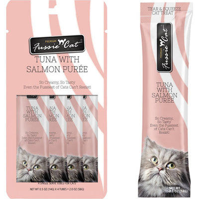 **Fussie Cat Treat Tuna With Salmon Puree 2oz/18count