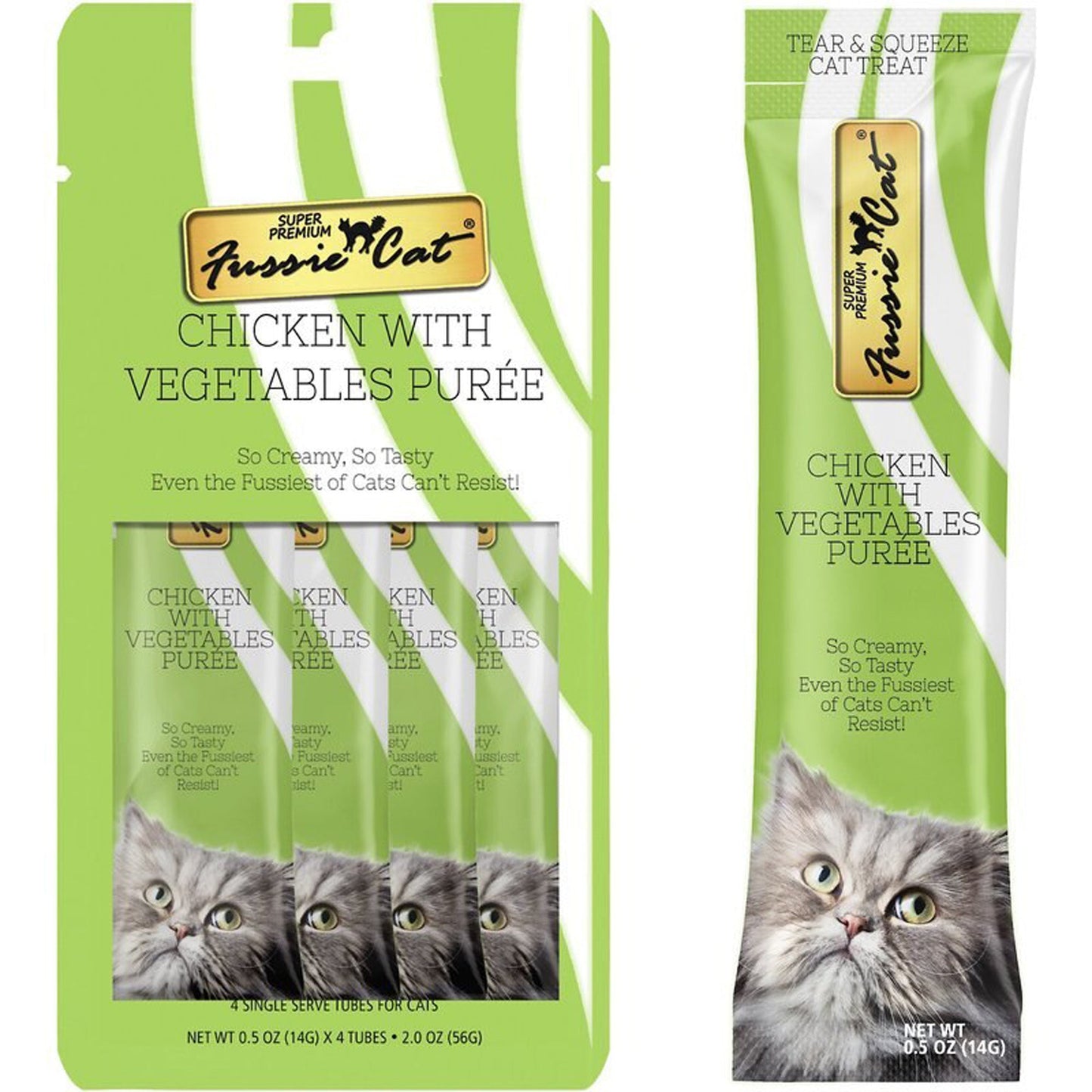 **Fussie Cat Treat Chicken With Vegetables Puree 2oz/18count