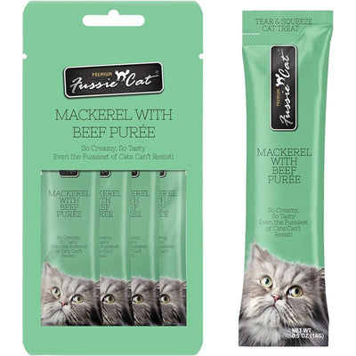 **Fussie Cat Puree Mackerel Beef 2oz/18count