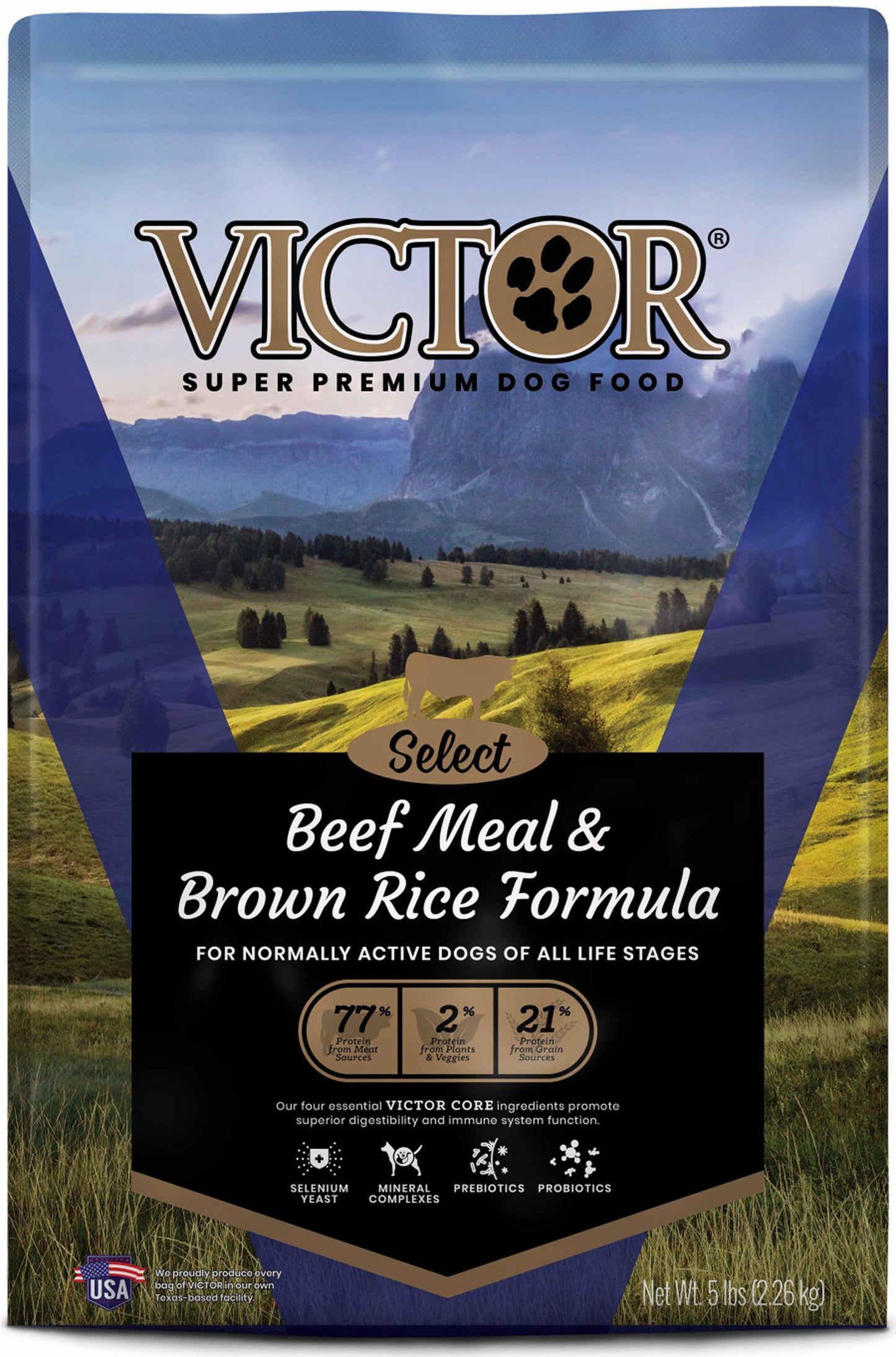 Victor Super Premium Dog Food Select Dry Dog Food Beef Meal & Brown Rice 1ea/5 lb