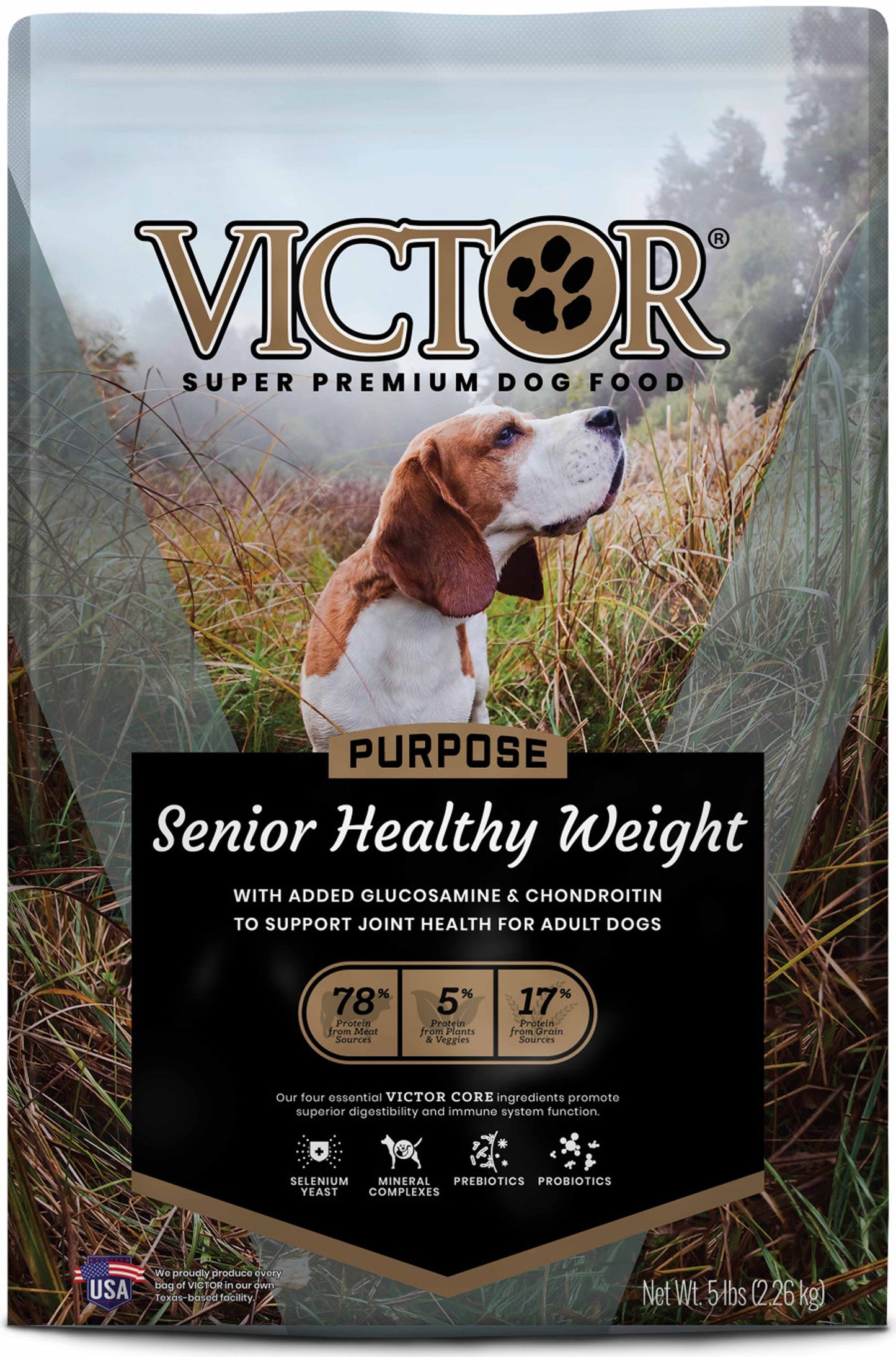 Victor Super Premium Dog Food Purpose Senior Healthy Weight Dry Dog Food Beef & Brown Rice 1ea/5 lb