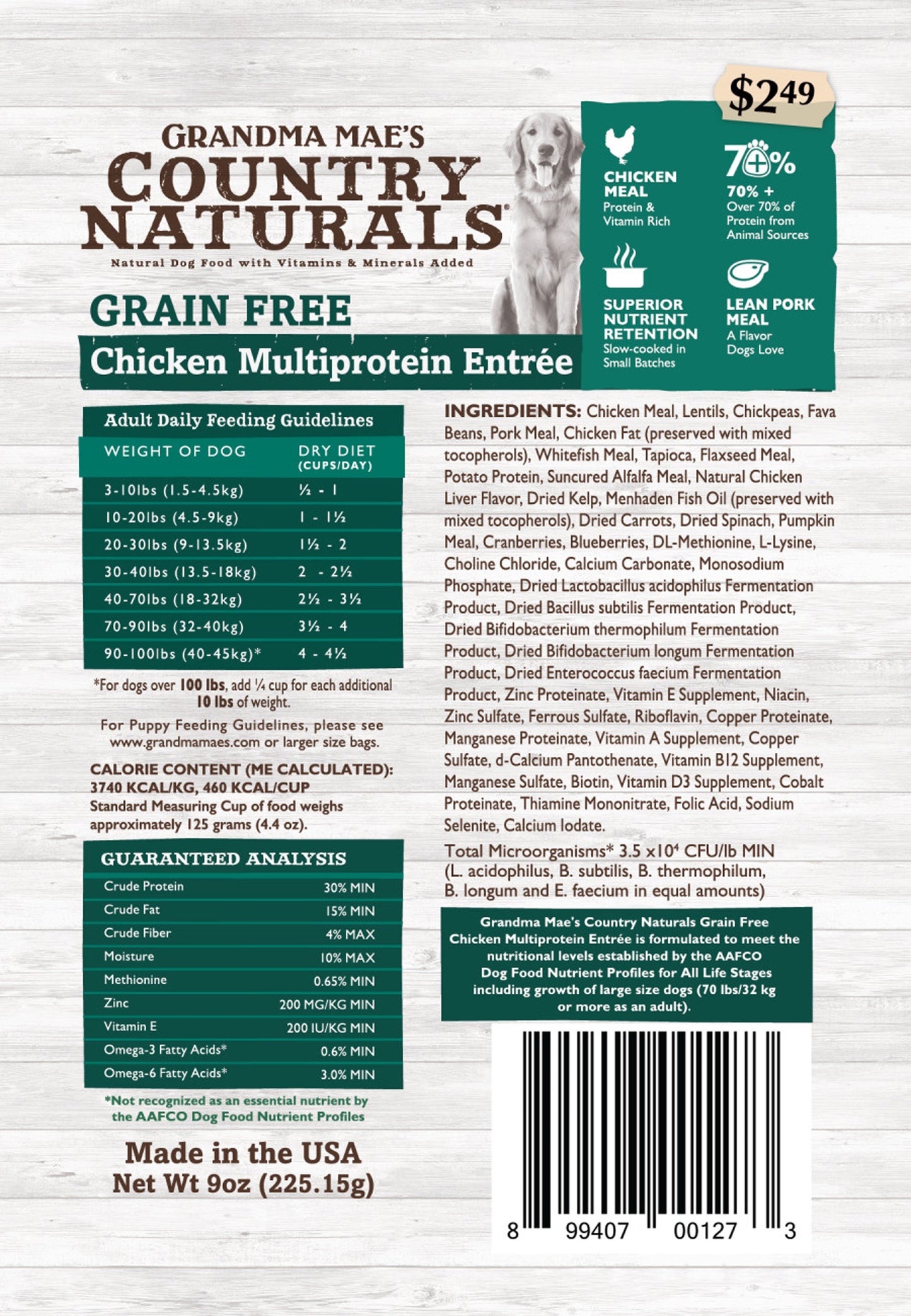 Grandma Mae's Country Naturals Premium All Natural Grain Free Dry Dog Food High-Protein Chicken 18ea/14 oz