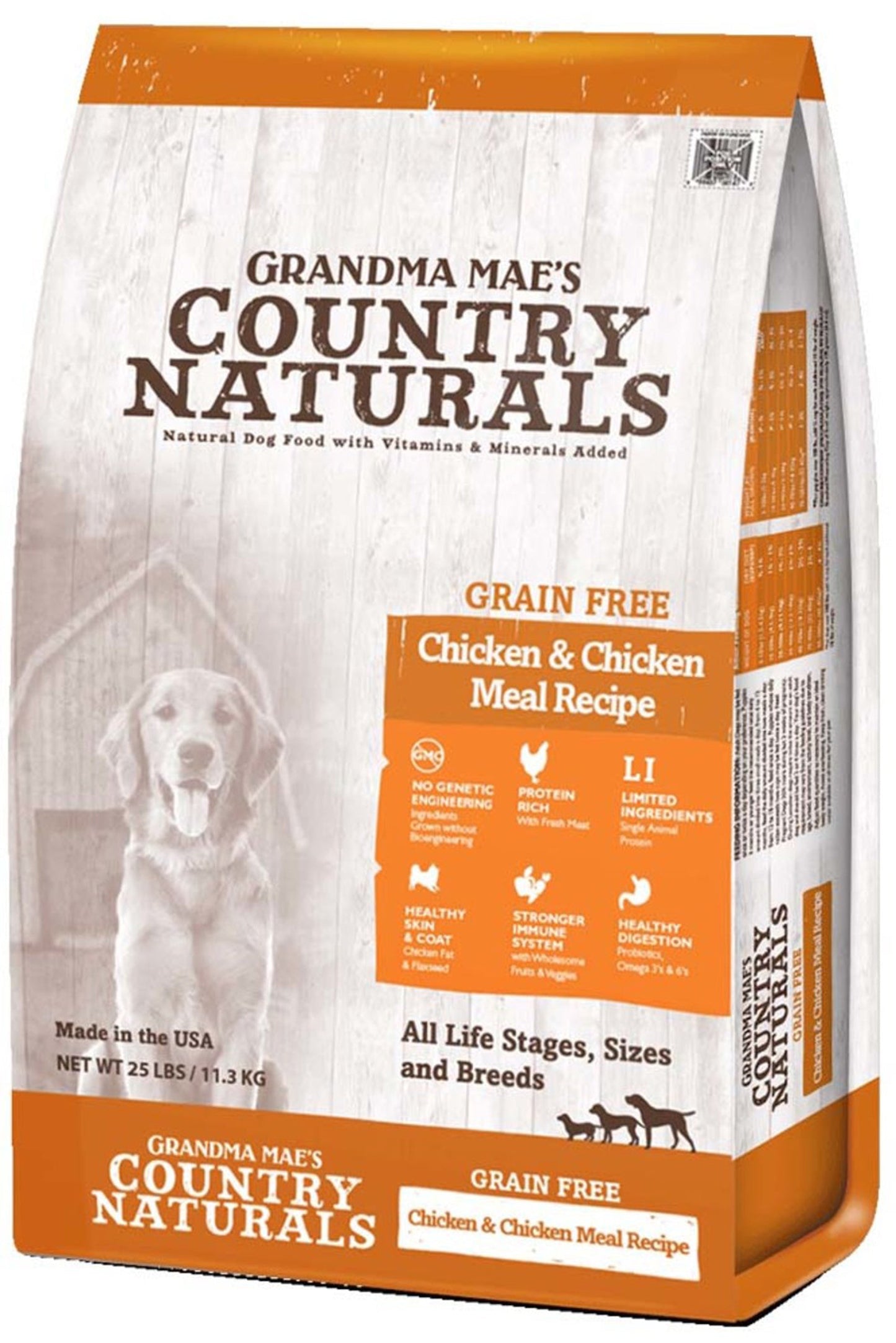 Grandma Mae's Country Naturals Grain Free Dry Dog Food Chicken & Chicken Meal 18ea/14 oz