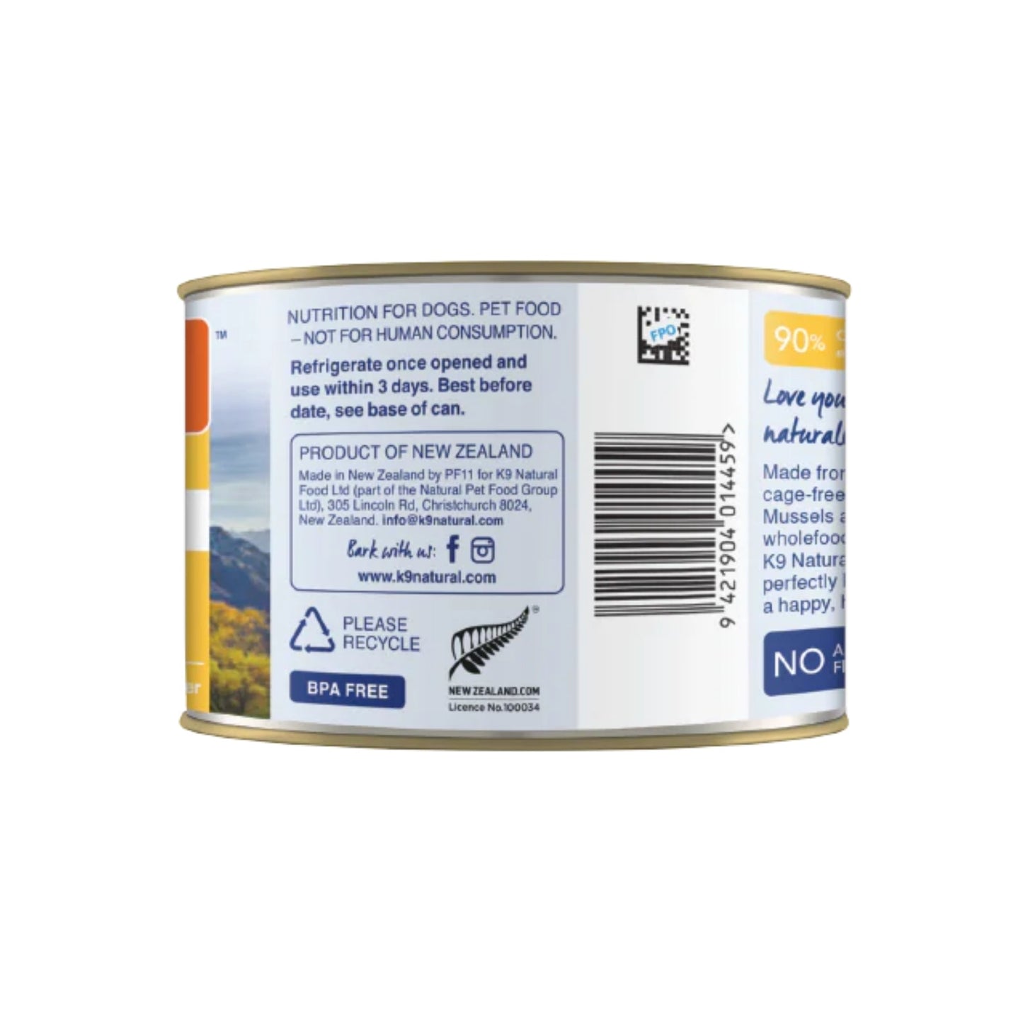 K9 Natural Canned Chicken Feat 6oz. (Case of 12)