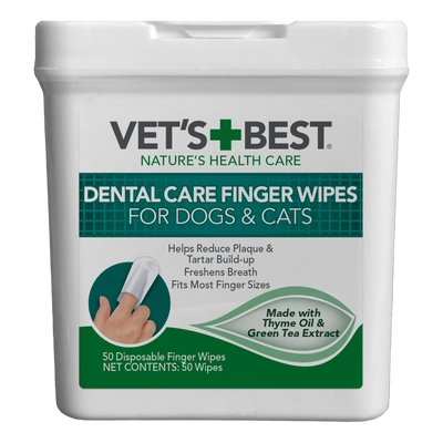 Vet's Best Dental Care Finger Wipes for Dogs and Cats 1ea/50 ct