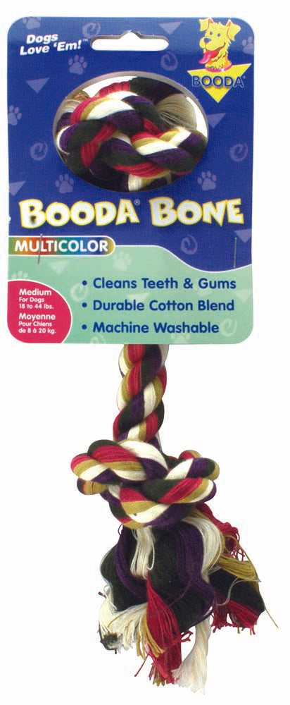 Booda 2-Knot Rope Bone Dog Toy 2 Knots Rope Bone Multi-Color Medium